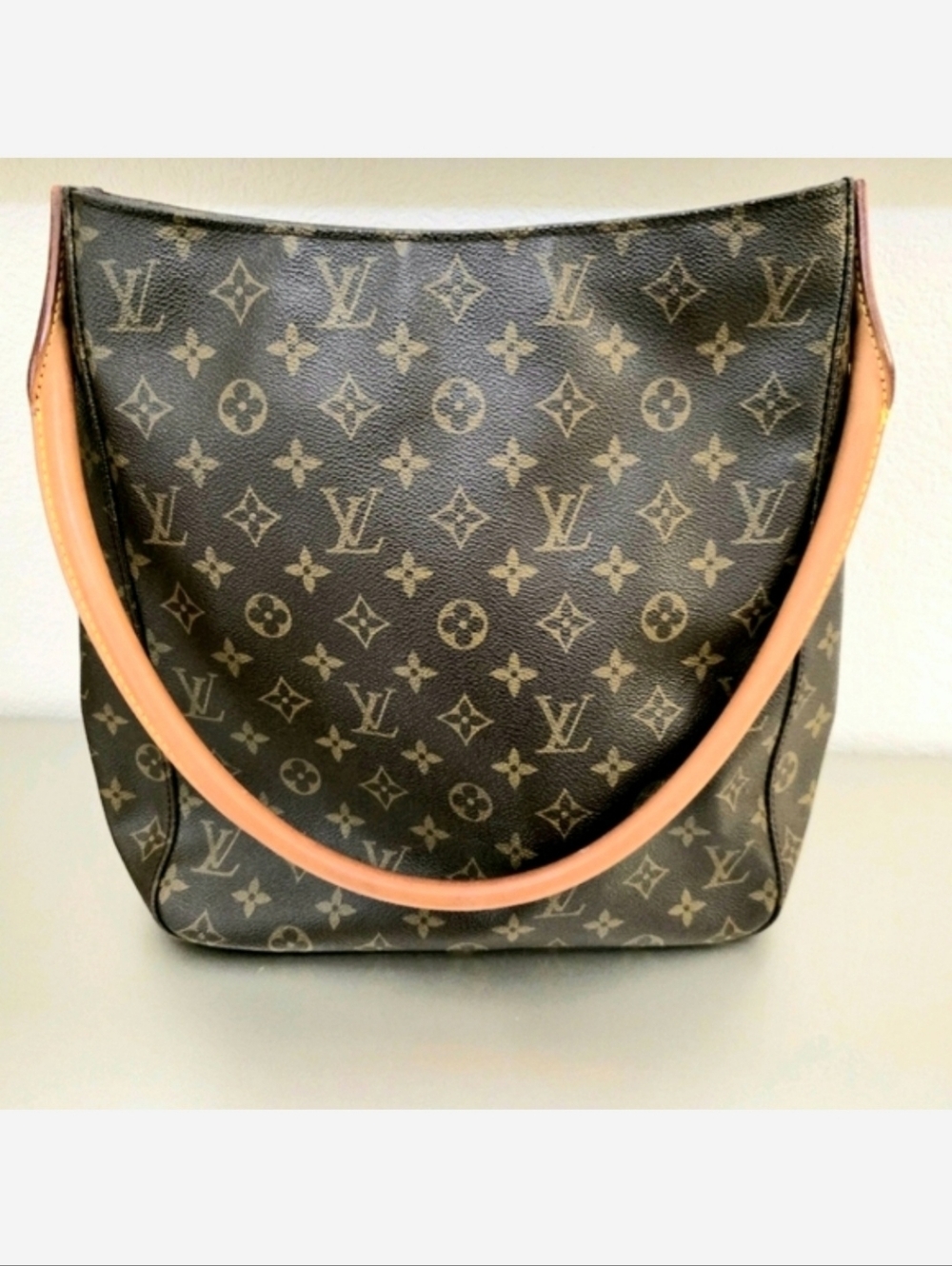 Louis Vuitton Brown Tan Monogram Canvas Looping Shoulder Bag - Picture 5 of 15
